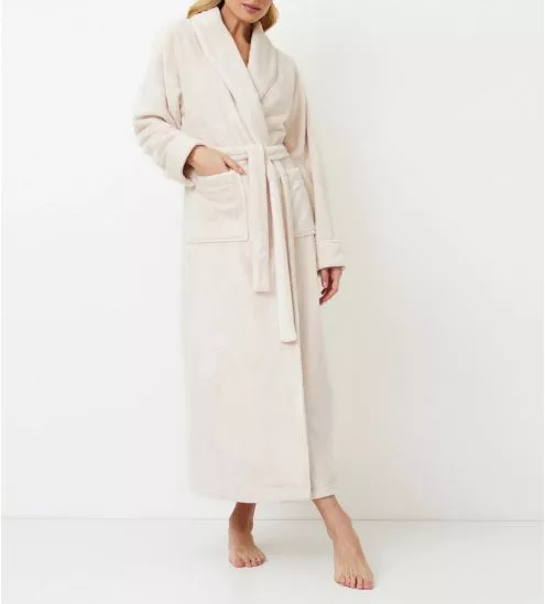Peignoir long pilou beige rose