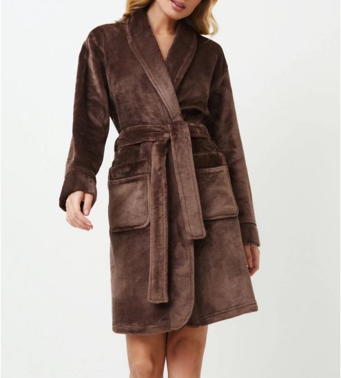 Peignoir pilou femme brun