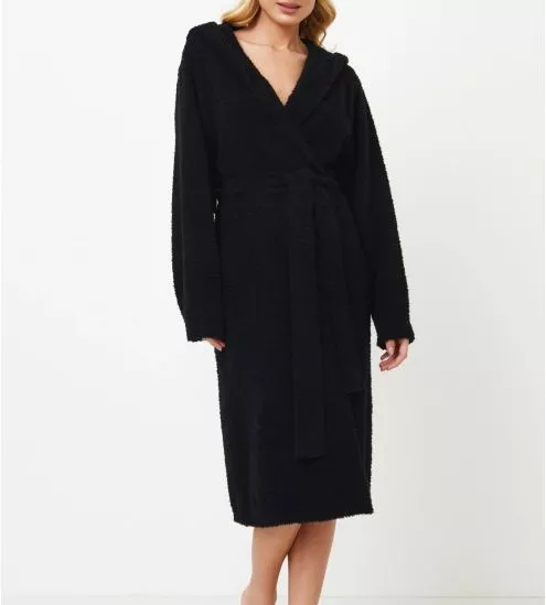 Peignoir à bouclette femme Noir