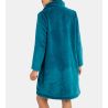 Robe de chambre boutonnée en pilou uni Bleu