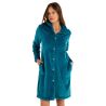 Robe de chambre boutonnée en pilou uni Bleu