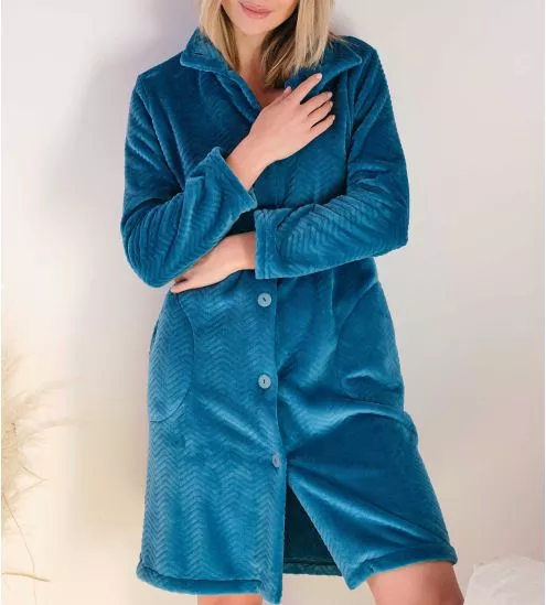 Blue Pilou Button Kleid