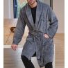 Robe de chambre homme en pilou rayé Noir