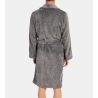 Robe de chambre homme en pilou rayé Noir