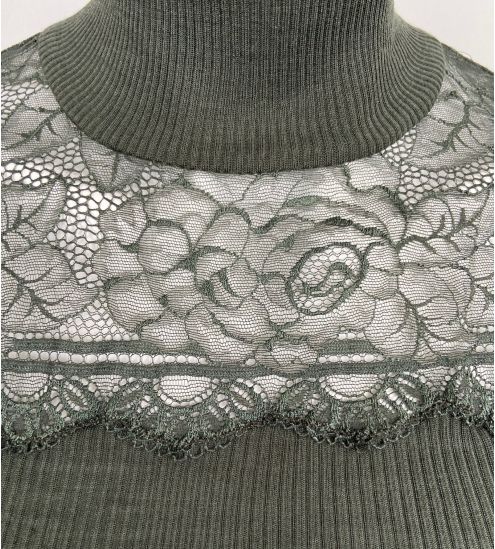 Top manches longues Laine & Soie manches tulle Bosco