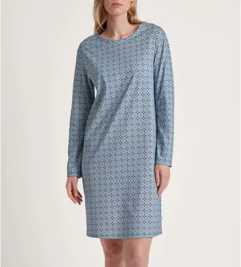 Chemise de nuit en coton Ornament Nights Bleu
