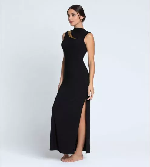 Robe longue Éclats d'Or Noir Or