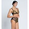 Soutien gorge triangle Glam (bonnets D,E) Éclats d'Or Noir Or