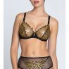 Soutien gorge triangle Glam (bonnets D,E) Éclats d'Or Noir Or