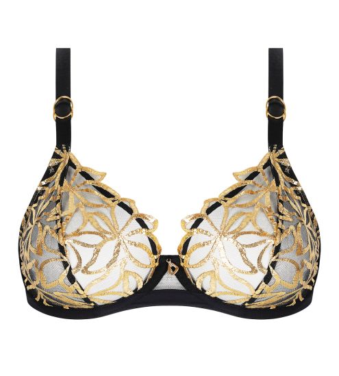 Soutien gorge triangle Glam (bonnets D,E) Éclats d'Or Noir Or