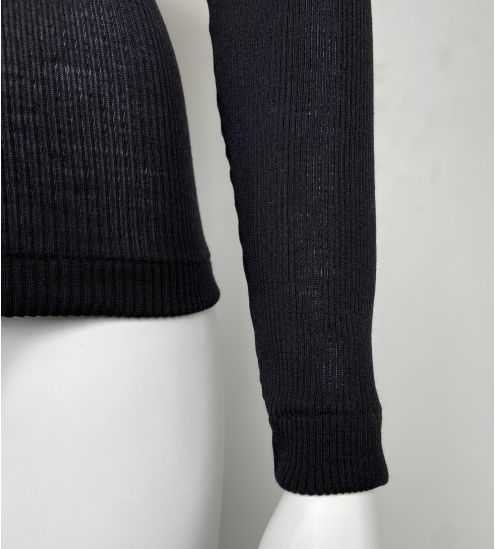 Pull laine & soie avec bande strass Noir