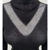 Pull laine & soie avec bande strass Noir