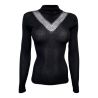 Pull laine & soie avec bande strass Noir