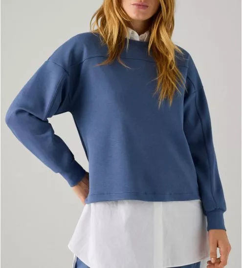 Sweat femme à col rond Bleu