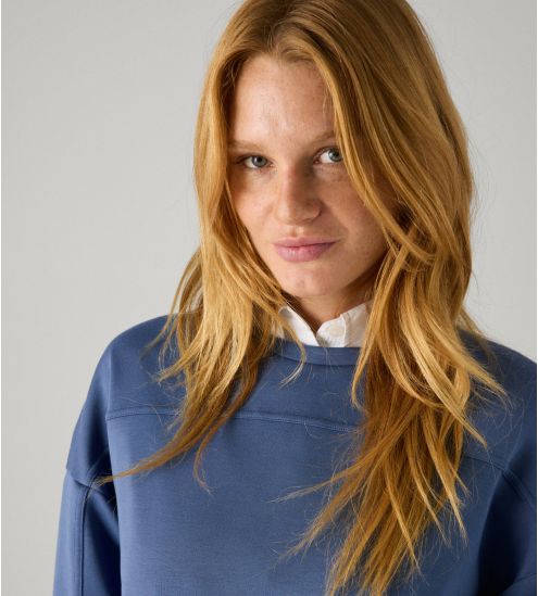 Sweat femme à col rond Bleu
