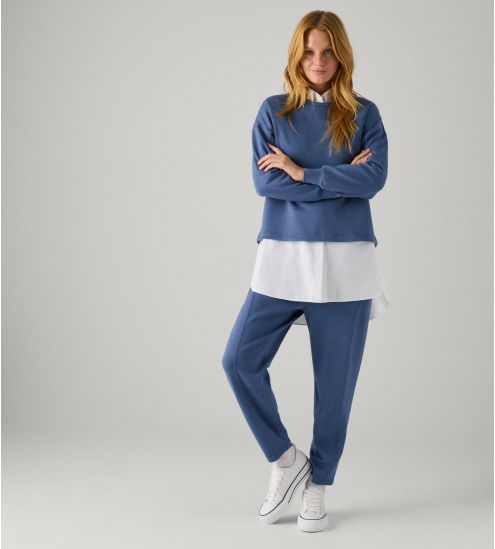 Sweat femme à col rond Bleu