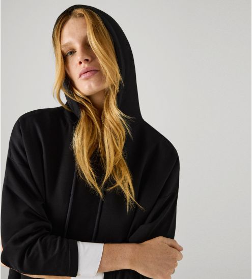 Sweat ample à capuche pour femme Noir