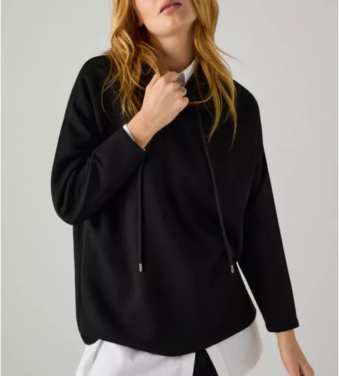 Sweat ample à capuche pour femme Noir