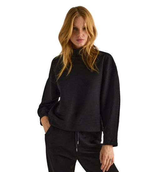 Pull col montant pour femme Noir