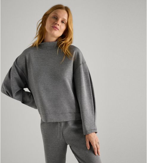 Pull col montant pour femme Gris