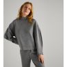 Pull col montant pour femme Gris