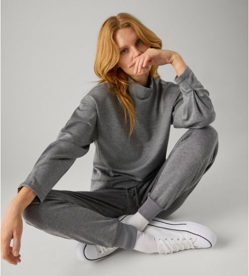 Pull col montant pour femme Gris
