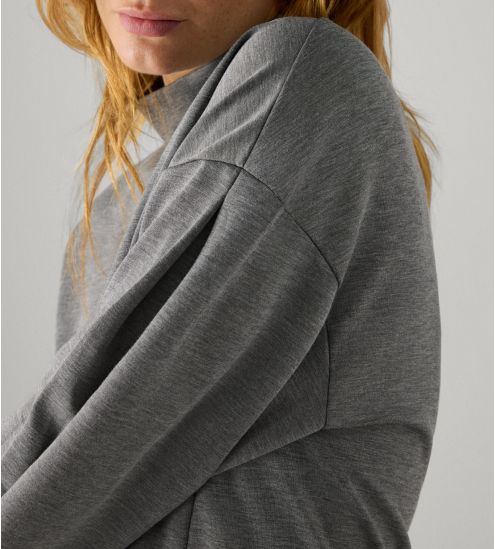Pull col montant pour femme Gris