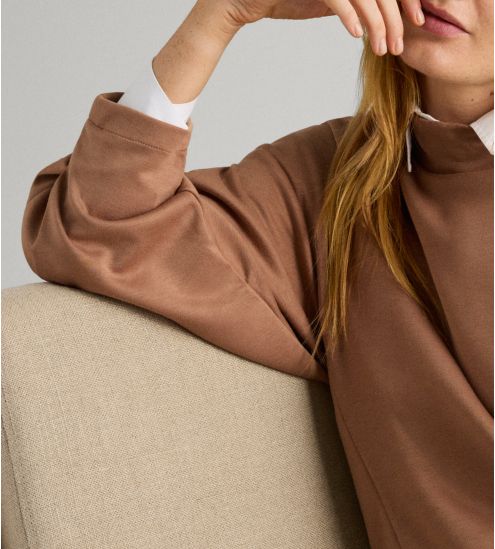 Pull col montant pour femme Marron