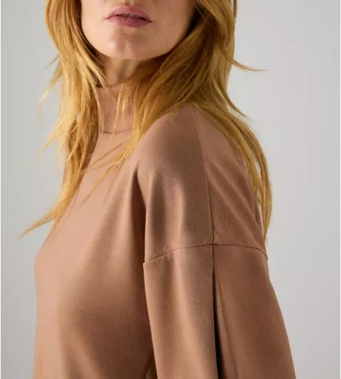 Pull col montant pour femme Marron