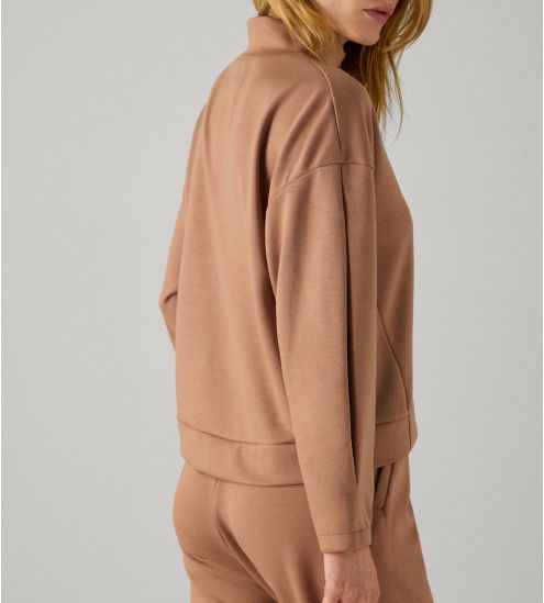 Pull col montant pour femme Marron
