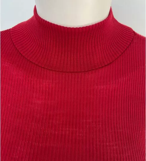 Pull col montant Laine & Soie Rouge