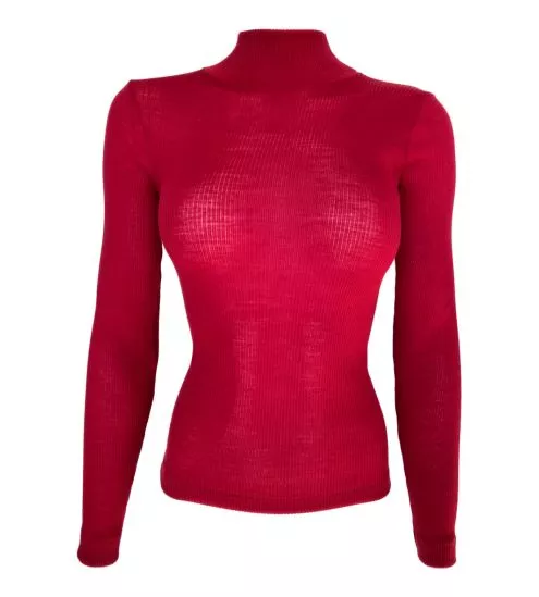 Pull col montant Laine & Soie Rouge