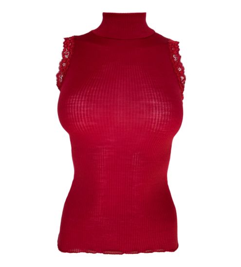 Red Wool & Silk Sleeve Top