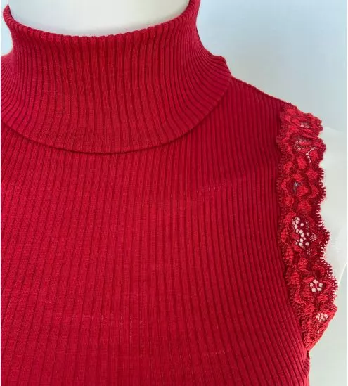 Top sans manches Laine & Soie Rouge