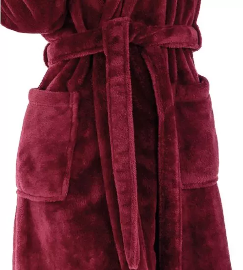 Robe de chambre pilou à capuche femme Marron