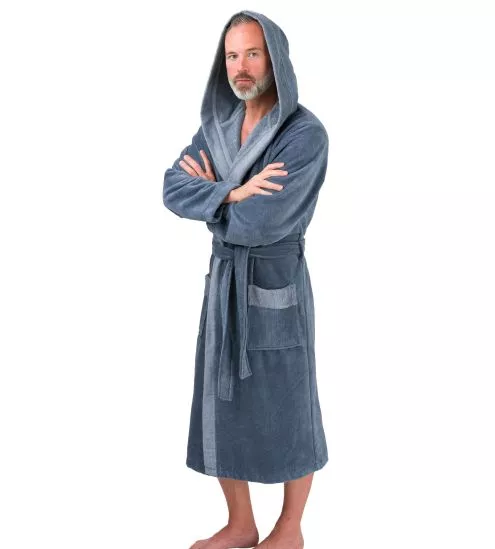 Peignoir éponge en bambou homme Smokey Blue