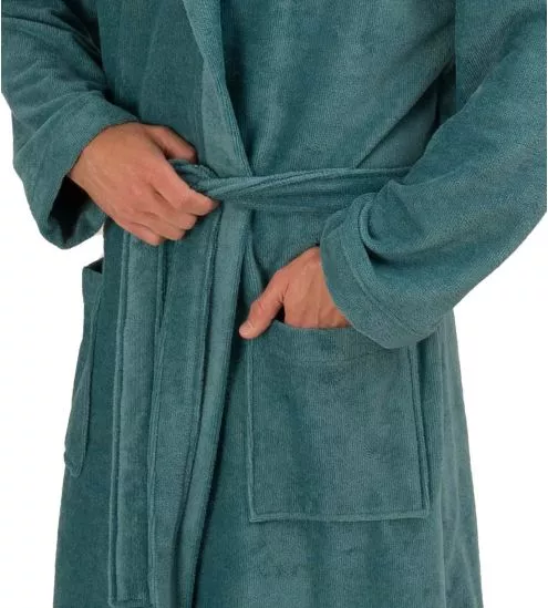Peignoir éponge à capuche pour homme Bleu Ocean