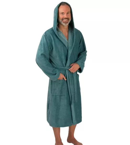 Peignoir éponge à capuche pour homme Bleu Ocean