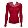 Pull Laine & Soie avec dentelle Rouge