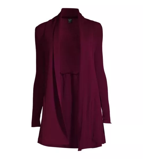 Gilet long Laine & Soie Sangria