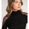 Pull Laine & Soie épaules dentelle Noir