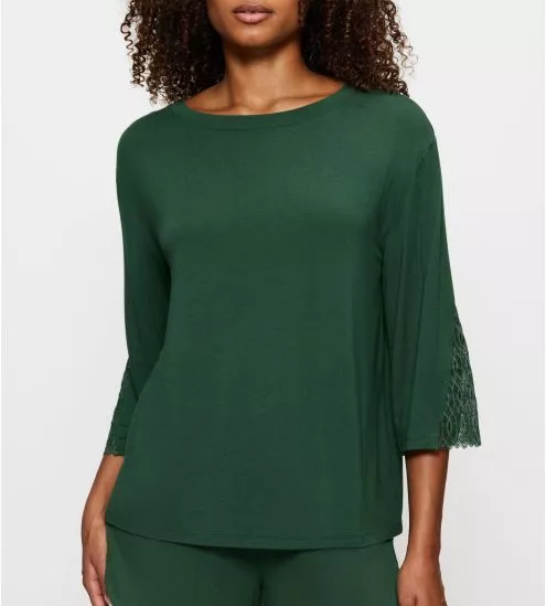 Top manches longues dentelle Green Kiss