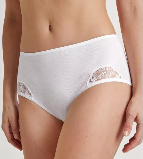Slip maxi en dentelle Cotton Desire Blanc