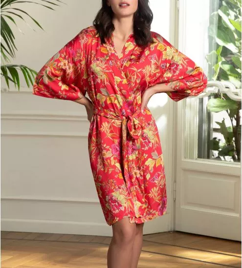 Kimono imprimé Forêt Rubis Santal Rouge