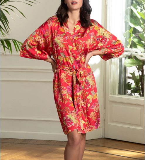 Kimono gedruckt Wald Rubin...
