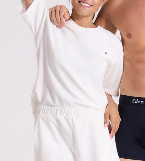 Pyjama court en éponge femme Blanc