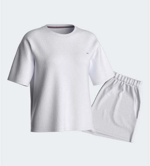 Pyjama court en éponge femme Blanc