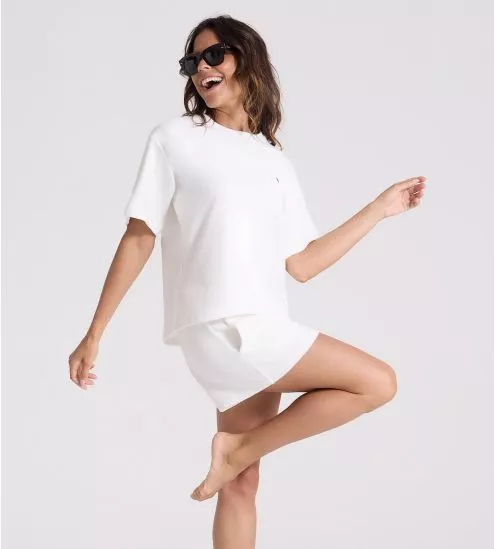 Pyjama court en éponge femme Blanc