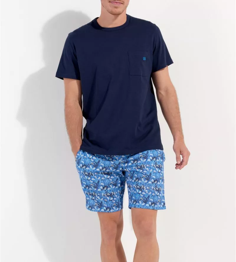 Pyjama court homme imprimé Bleu