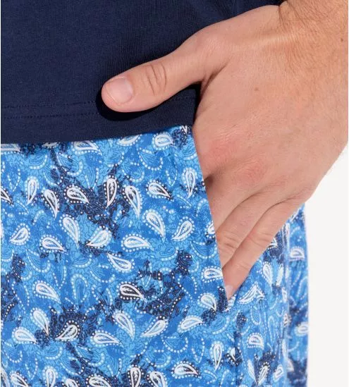 Pyjama court homme imprimé Bleu